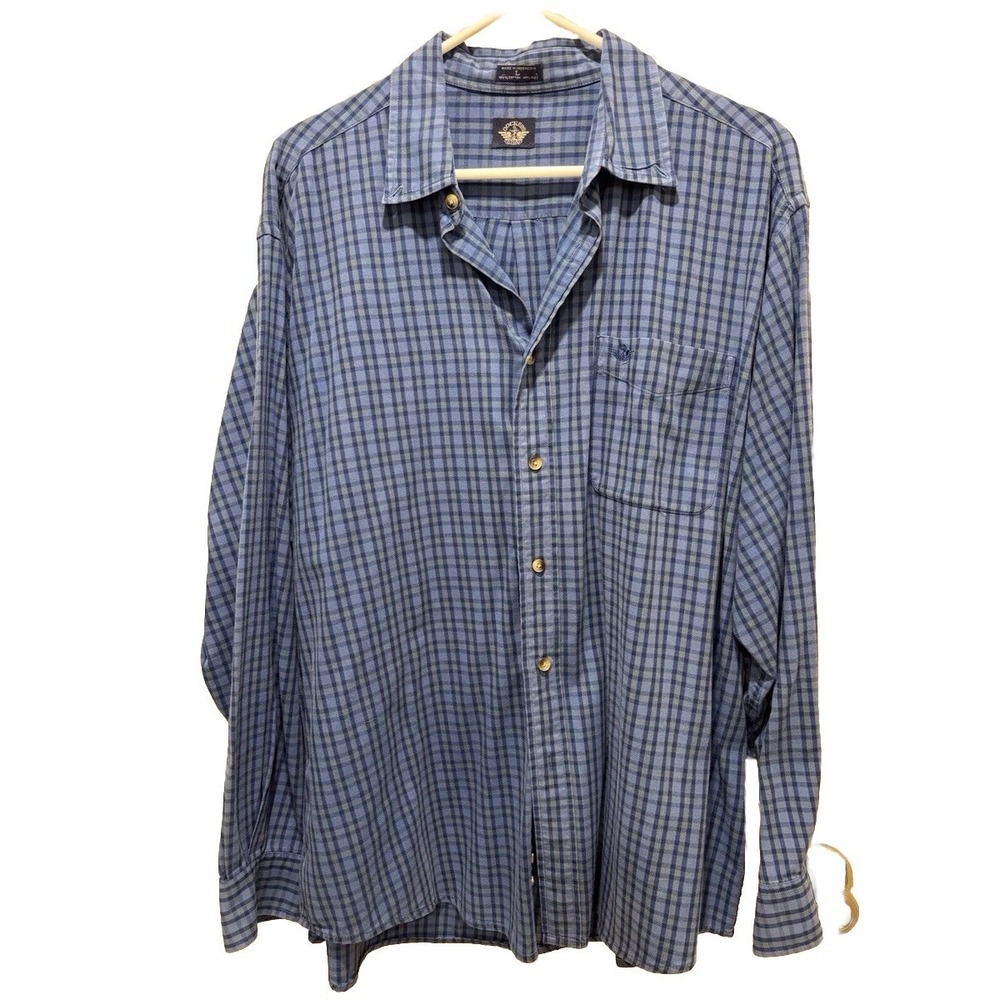 Dockers Stain Defender Dress Shirt Mens L  Blue‎ Plaid No Wrinkles Button Up
